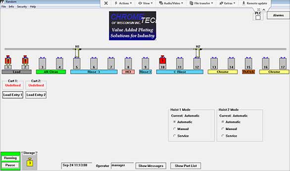 Chrome plating hoist line controller screenshot