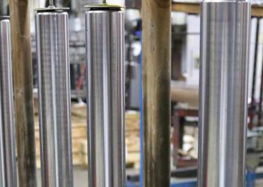Nickel chrome plated parts on assembly line